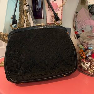 Vintage black carpet bag